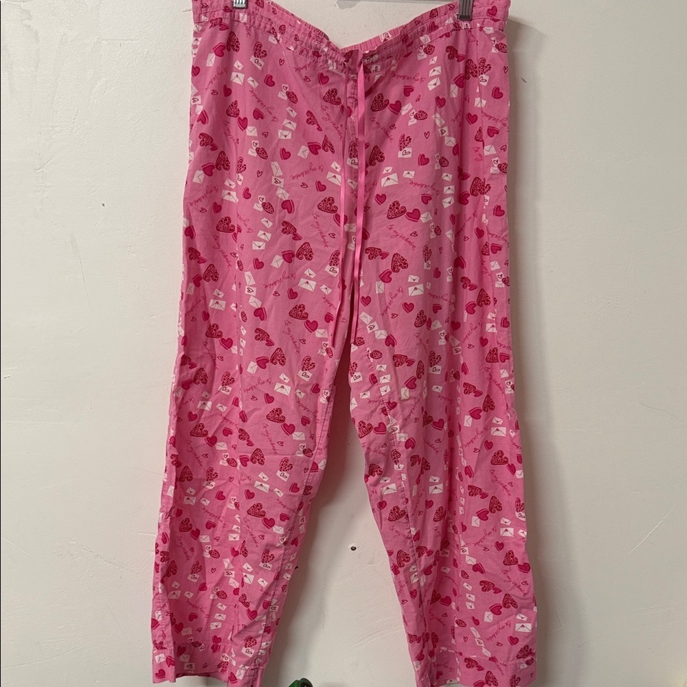 Cacique Pink Heart & Envelope Print Pajama Pants Y2K